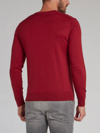 Buckingham Burgundy Appliqu��d V-Neck Pullover