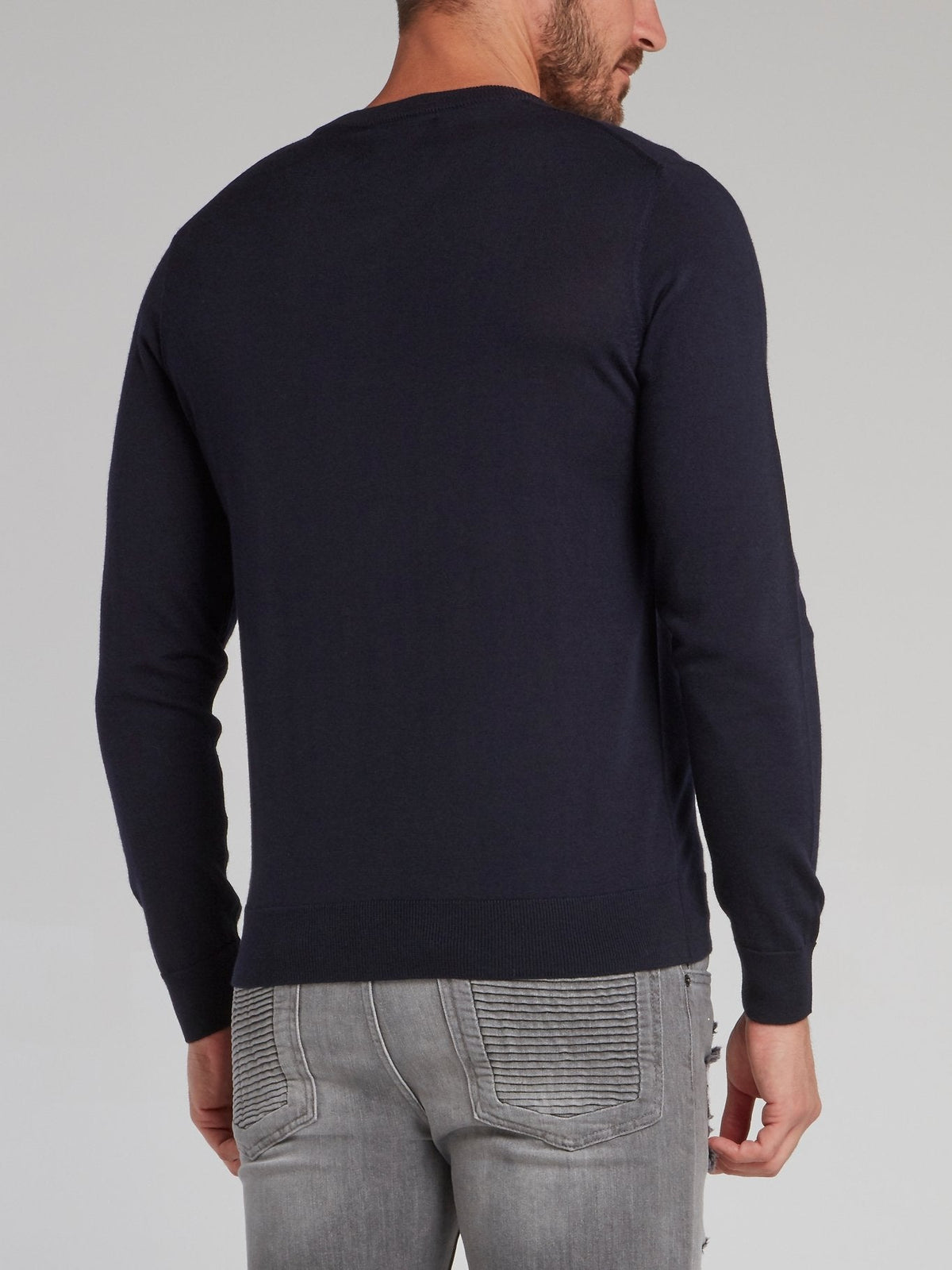 Buckingham Navy Appliqu��d V-Neck Pullover