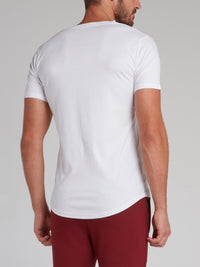 Cambridge White Appliqu��d V-Neck T-Shirt