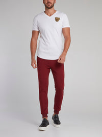 Cambridge White Appliqu��d V-Neck T-Shirt