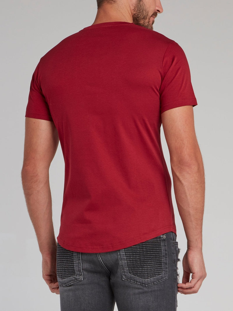 Cambridge Red Appliqu��d V-Neck T-Shirt