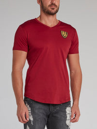 Cambridge Red Appliqu��d V-Neck T-Shirt