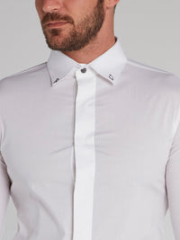 Celestin White Monogram Cuff Shirt