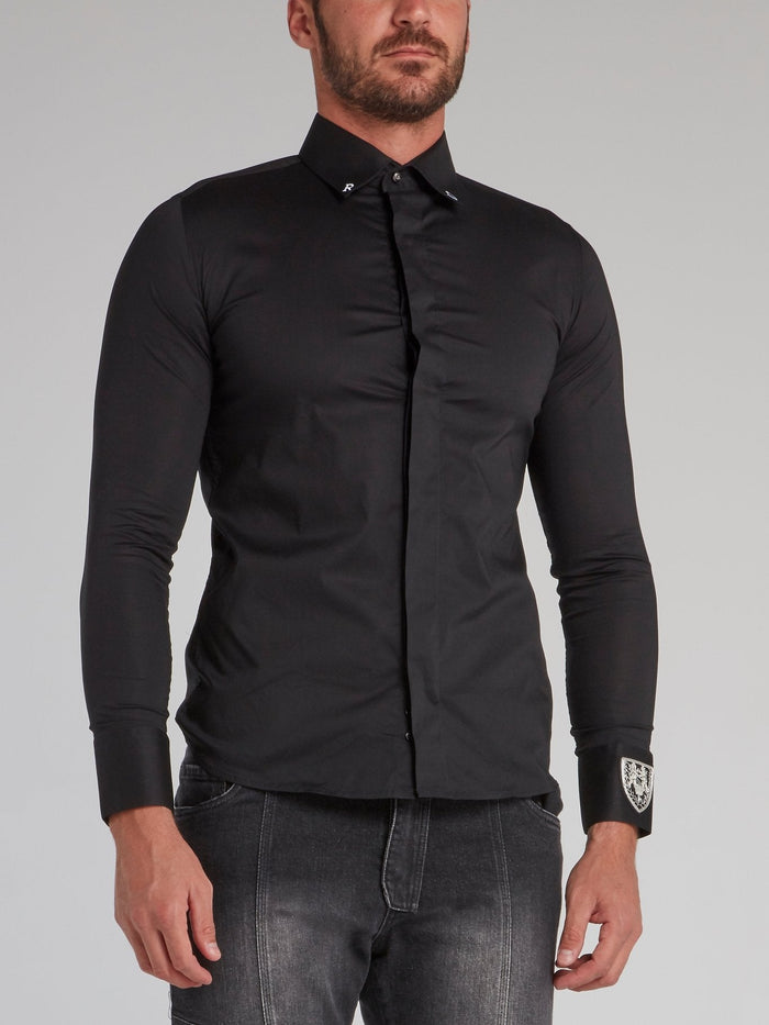 Celestin Black Monogram Cuff Shirt