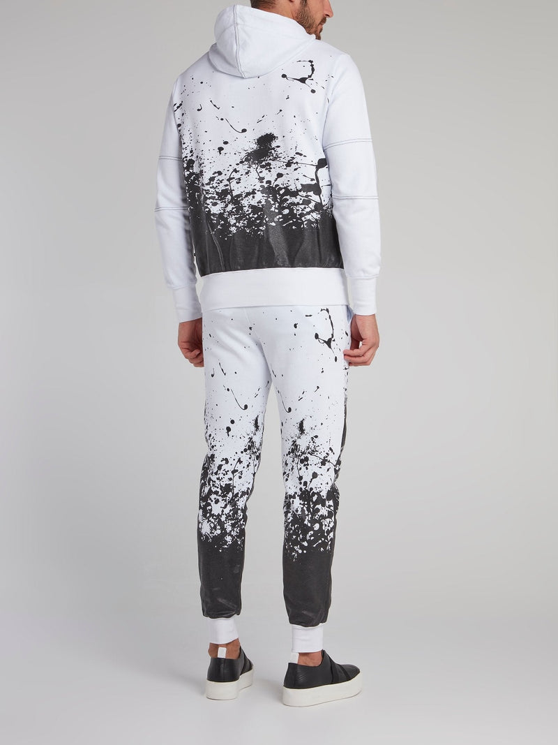 White Contrast Paint Splatter Tracksuit