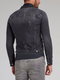 Erick Black Distressed Denim Jacket