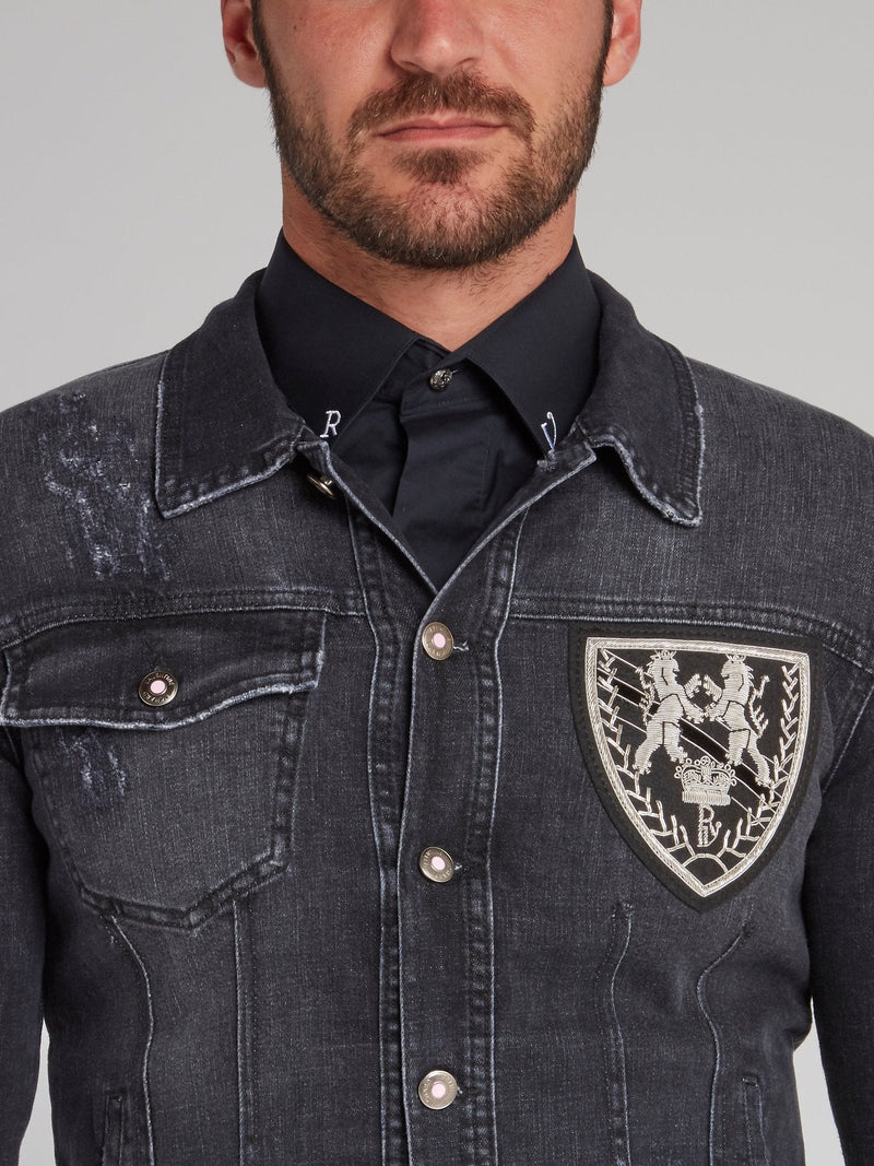 Erick Black Distressed Denim Jacket