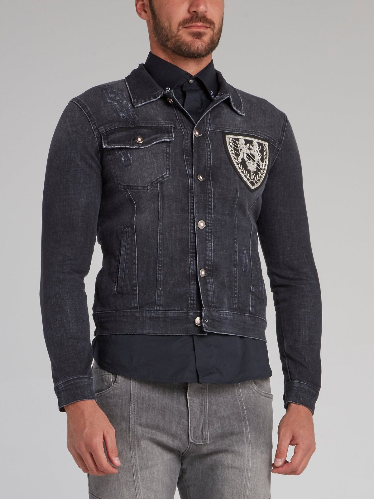 Erick Black Distressed Denim Jacket