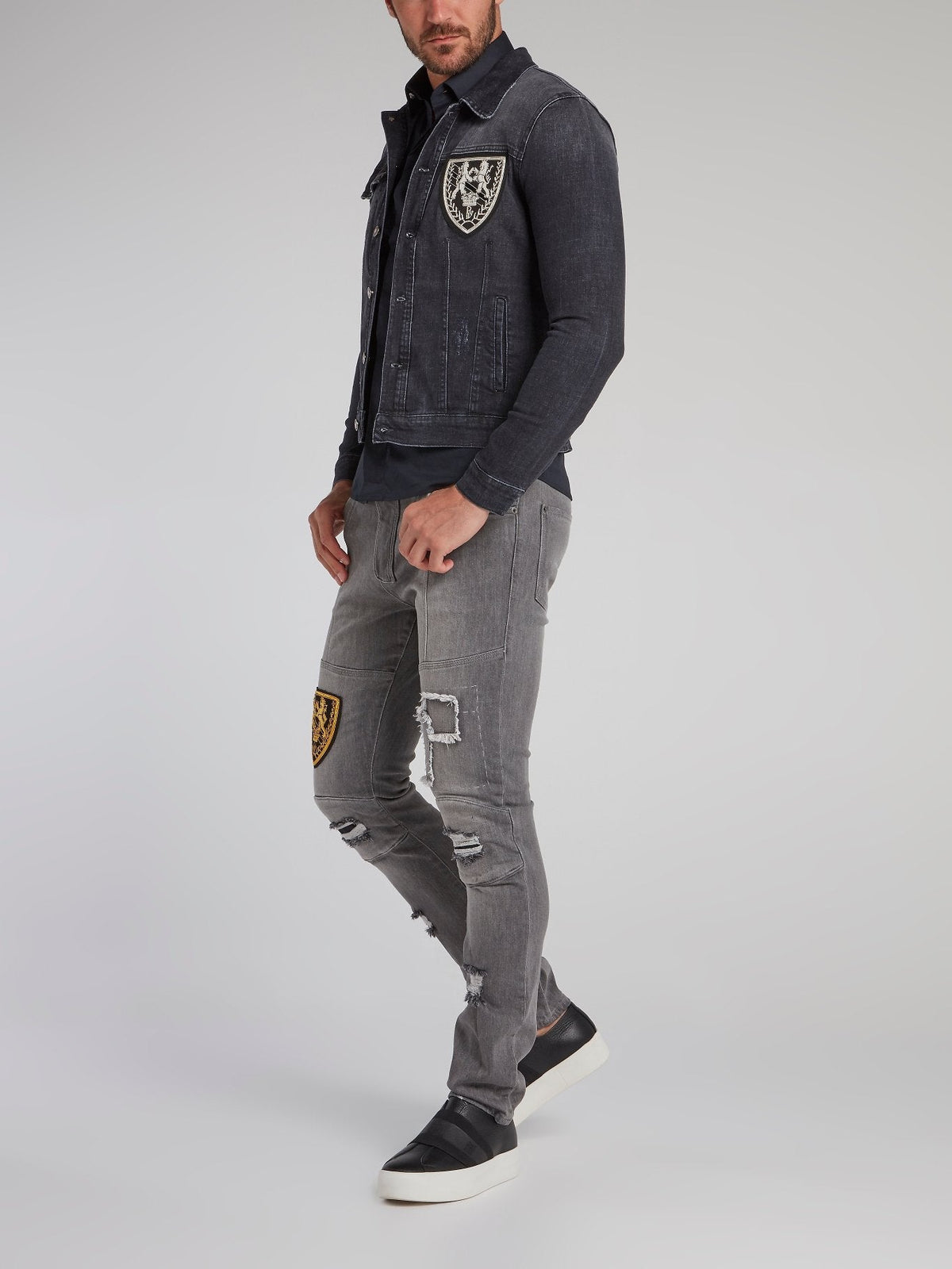 Erick Black Distressed Denim Jacket