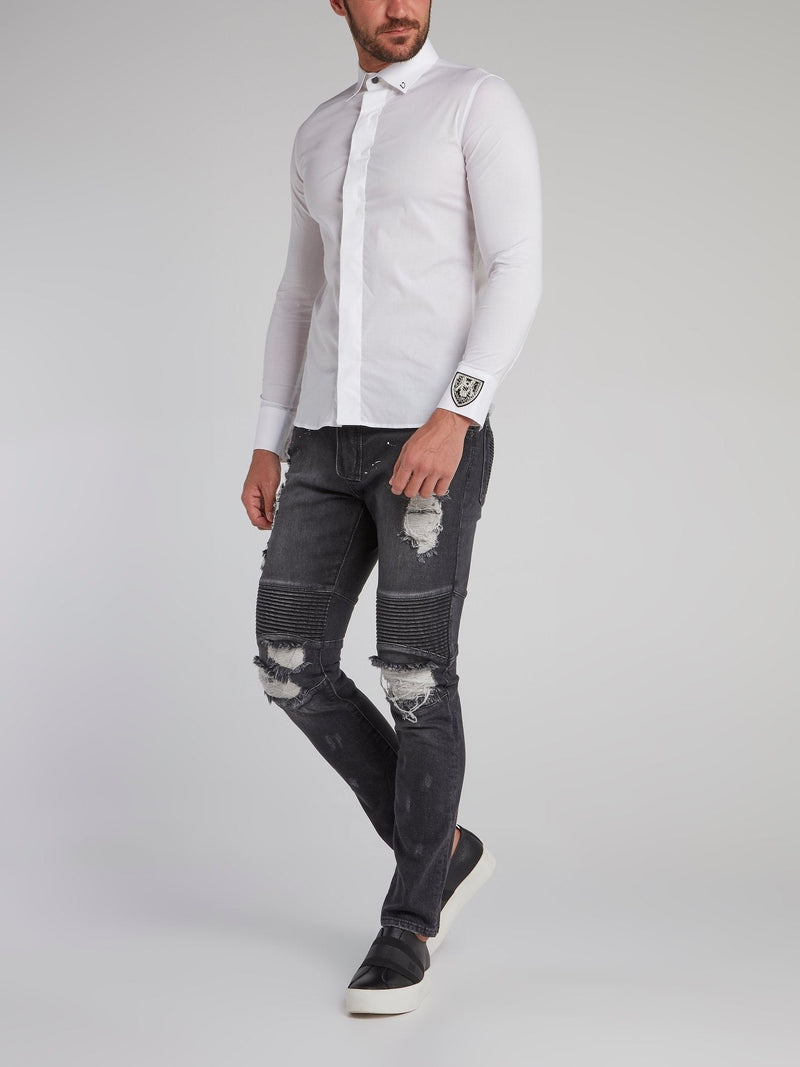 Haelay Black Tattered Biker Jeans