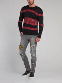 Shane Black Check Panel Pullover