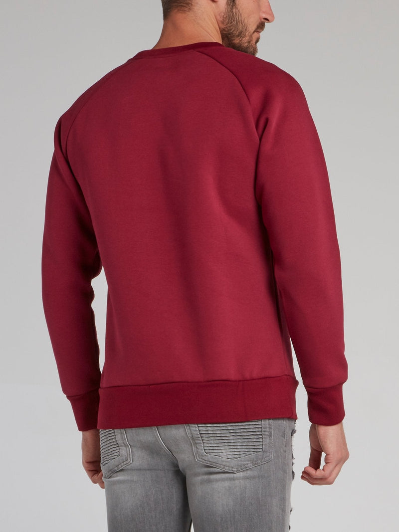 Burgundy Appliqu��d Crewneck Sweatshirt