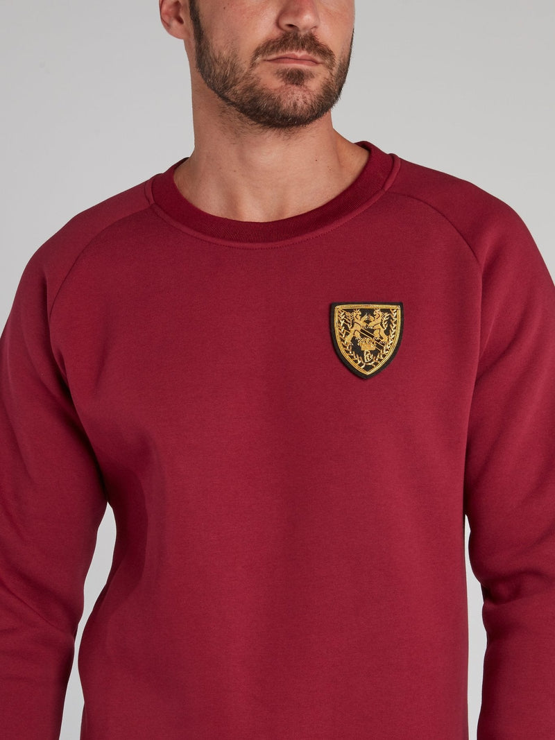 Burgundy Appliqu��d Crewneck Sweatshirt