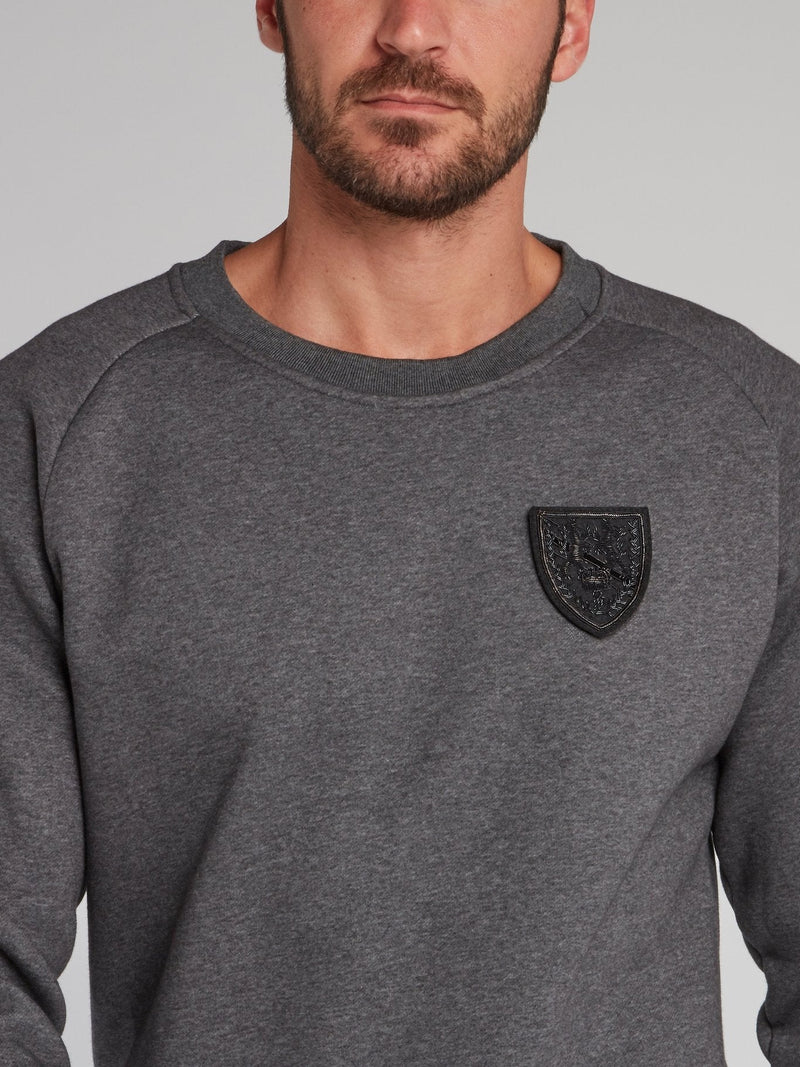 Grey Appliqu��d Crewneck Sweatshirt