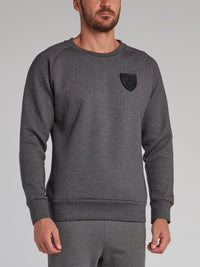 Grey Appliqu��d Crewneck Sweatshirt