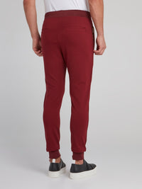 Burgundy Appliqu��d Jogging Trousers