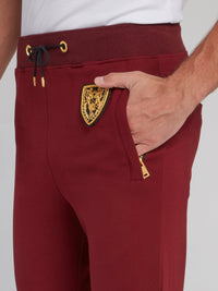 Burgundy Appliqu��d Jogging Trousers