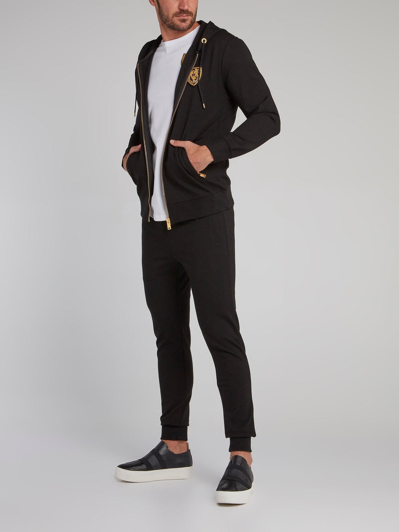 Black Appliqu��d Jogging Trousers