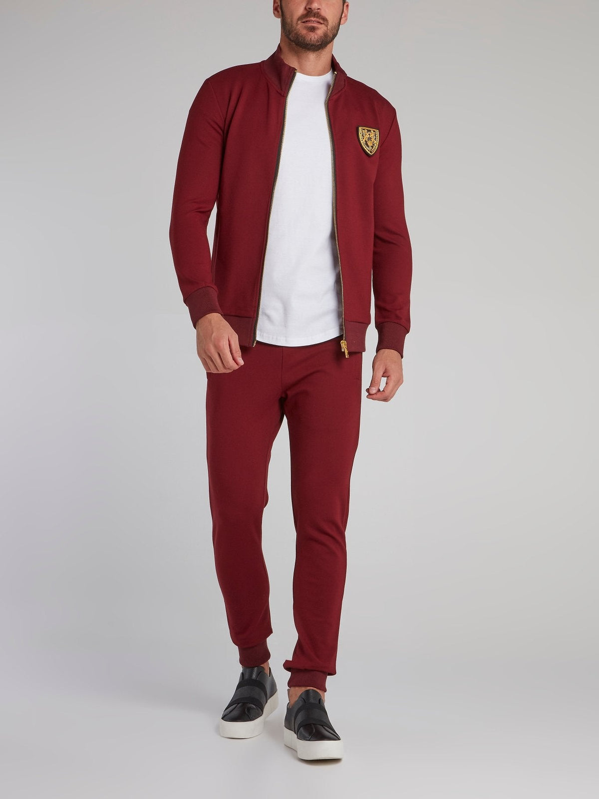 Burgundy Studded Logo Jogging Jacket