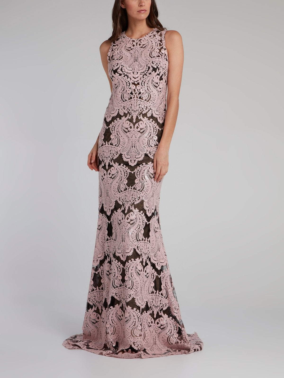 Purple Baroque Lace Evening Dress