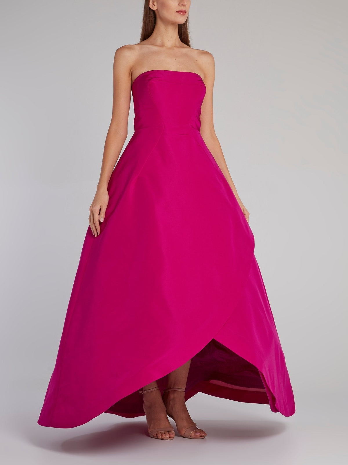 Pink Strapless Wrap Ball Gown