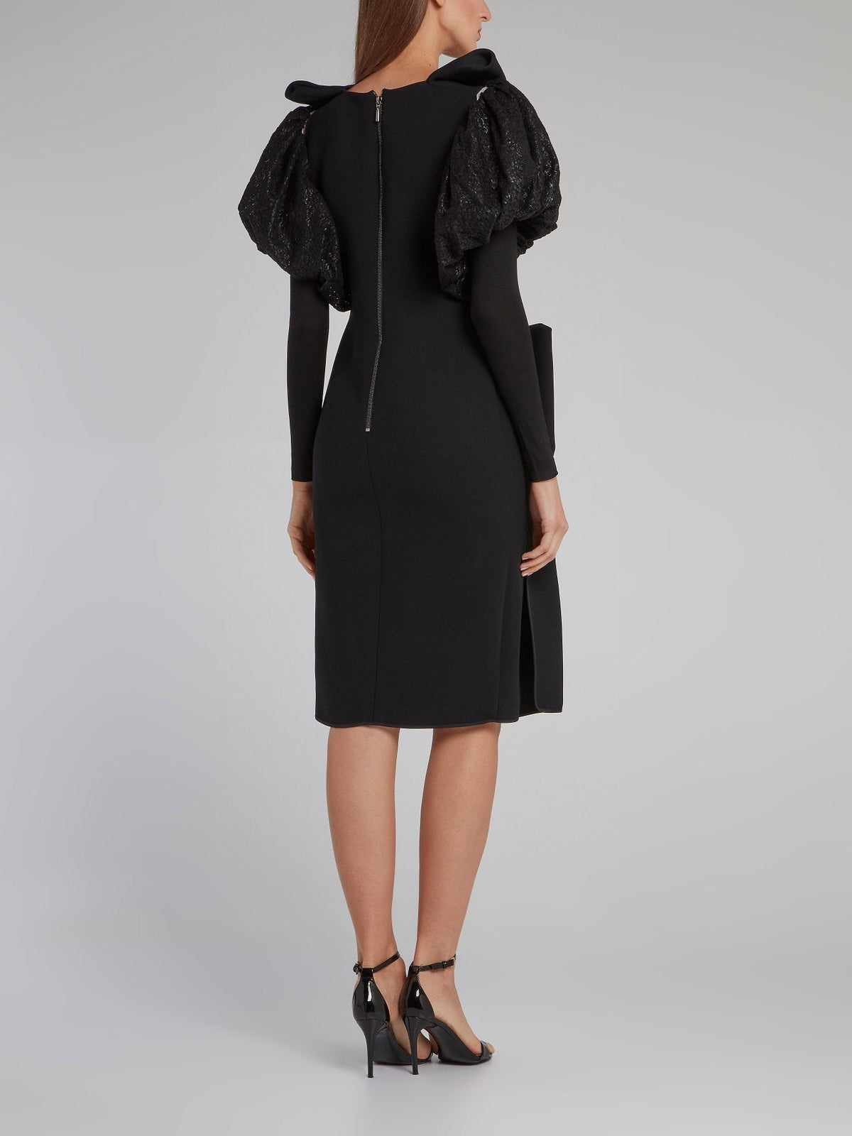 Black Puff Sleeve Whispered Dress