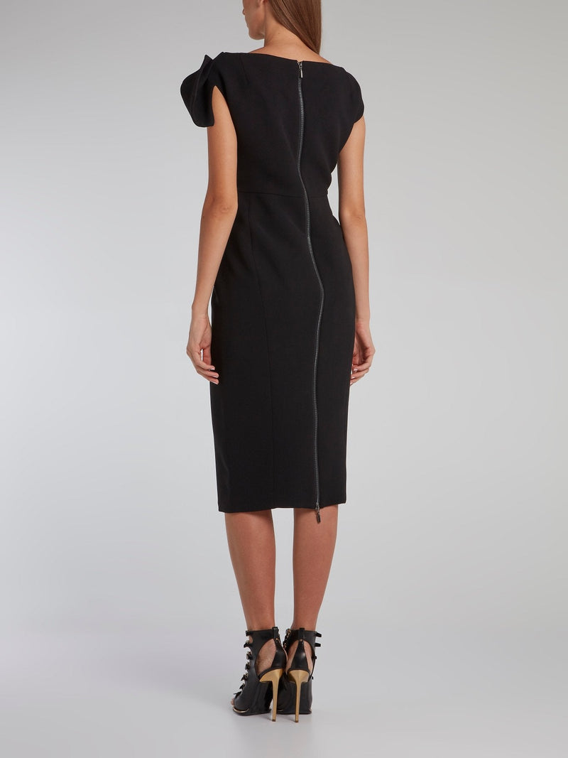 Black Riveting Crepe Dress