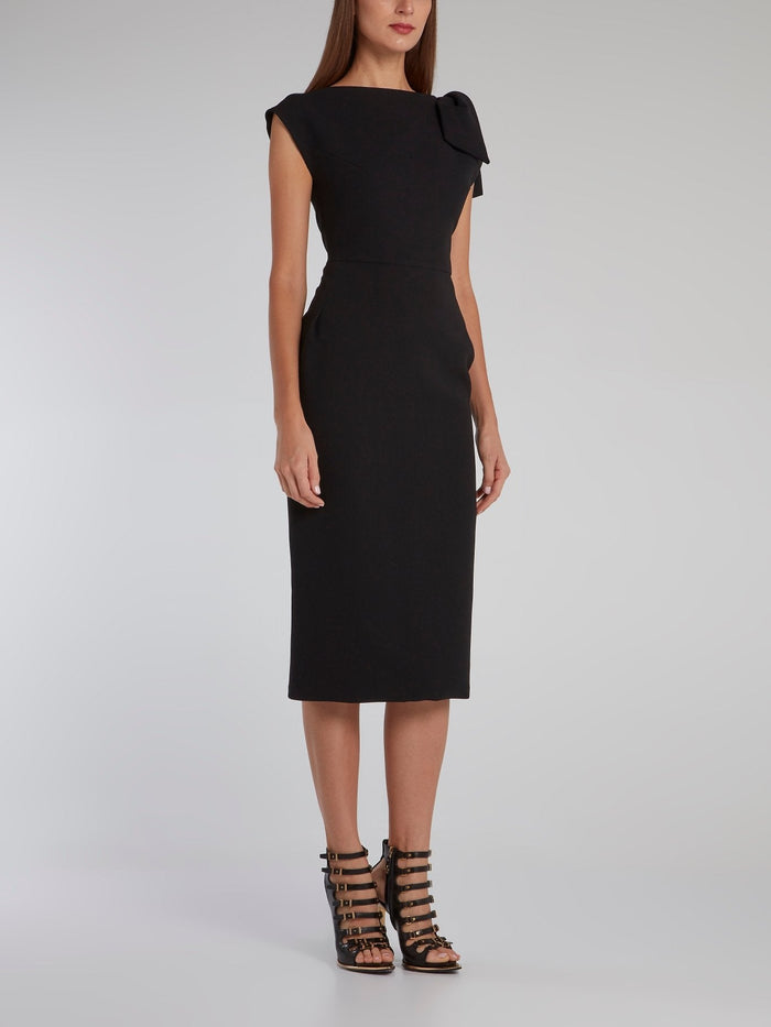 Black Riveting Crepe Dress