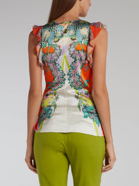 Floral V-Neck Ruffle Top