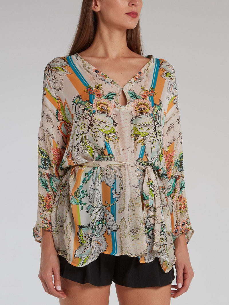 Floral Python Print Short Kaftan