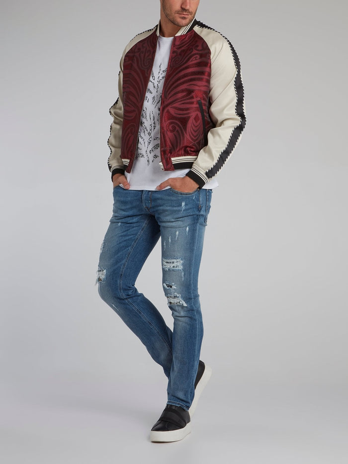 Stripe Trim Raglan Bomber Jacket