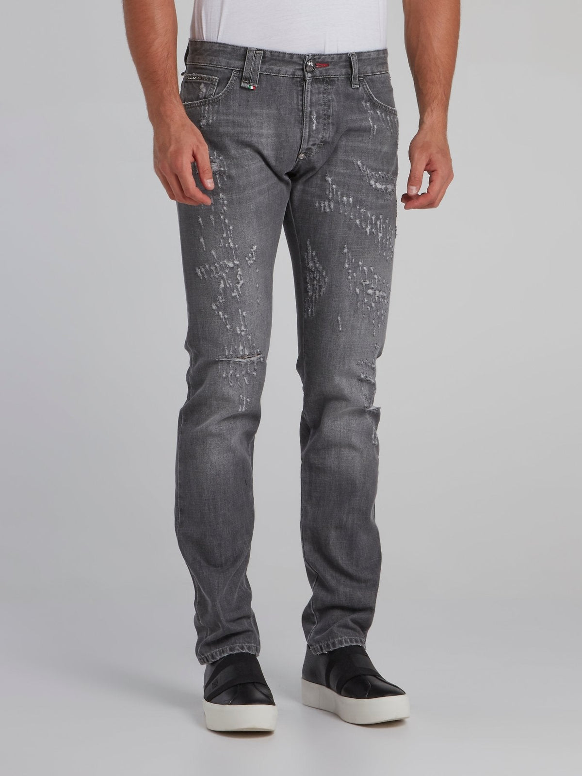 Grey Wash Distressed Jeans