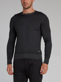 Grey Crewneck Knit Pullover