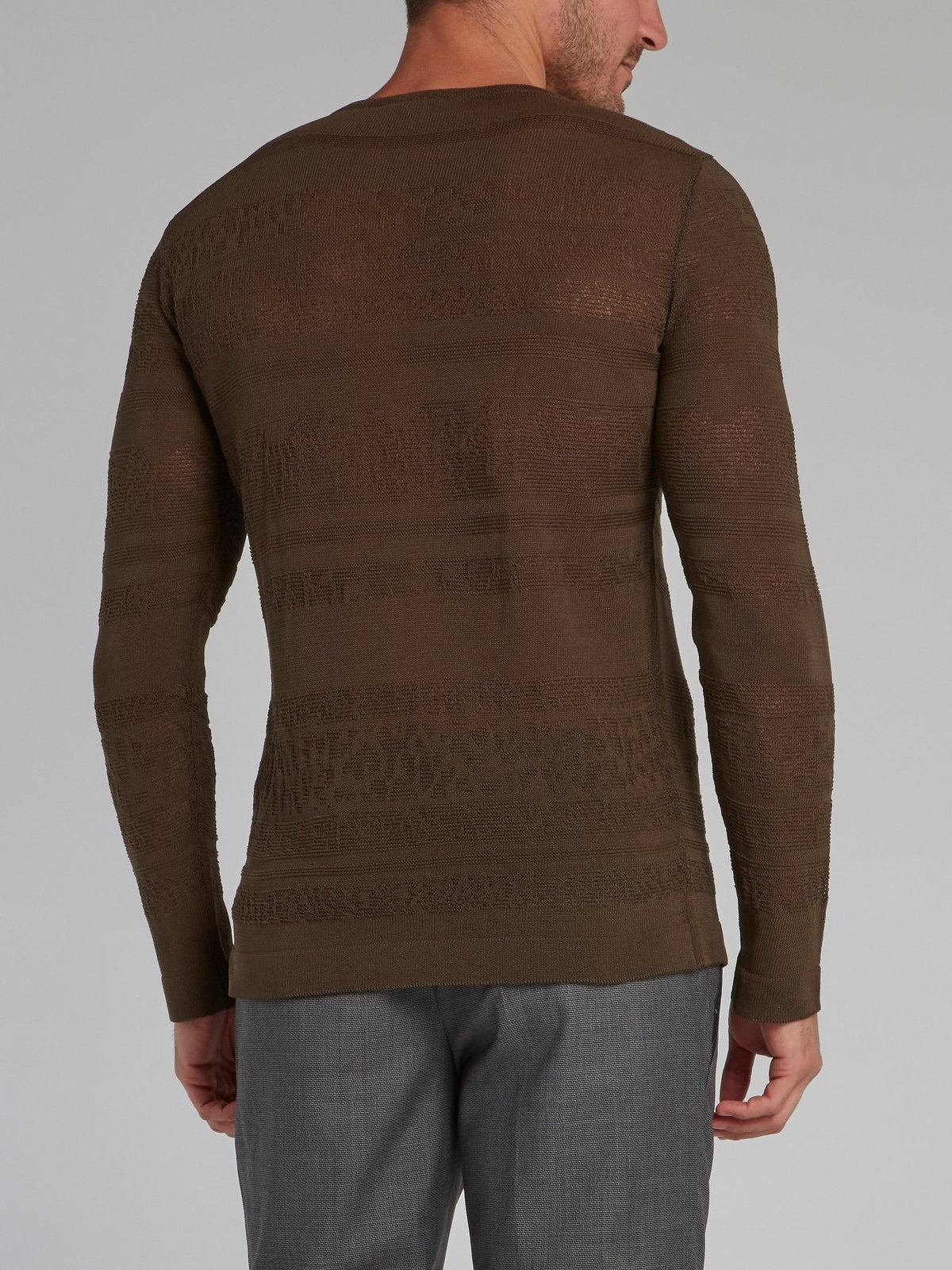 Brown Crewneck Knit Pullover