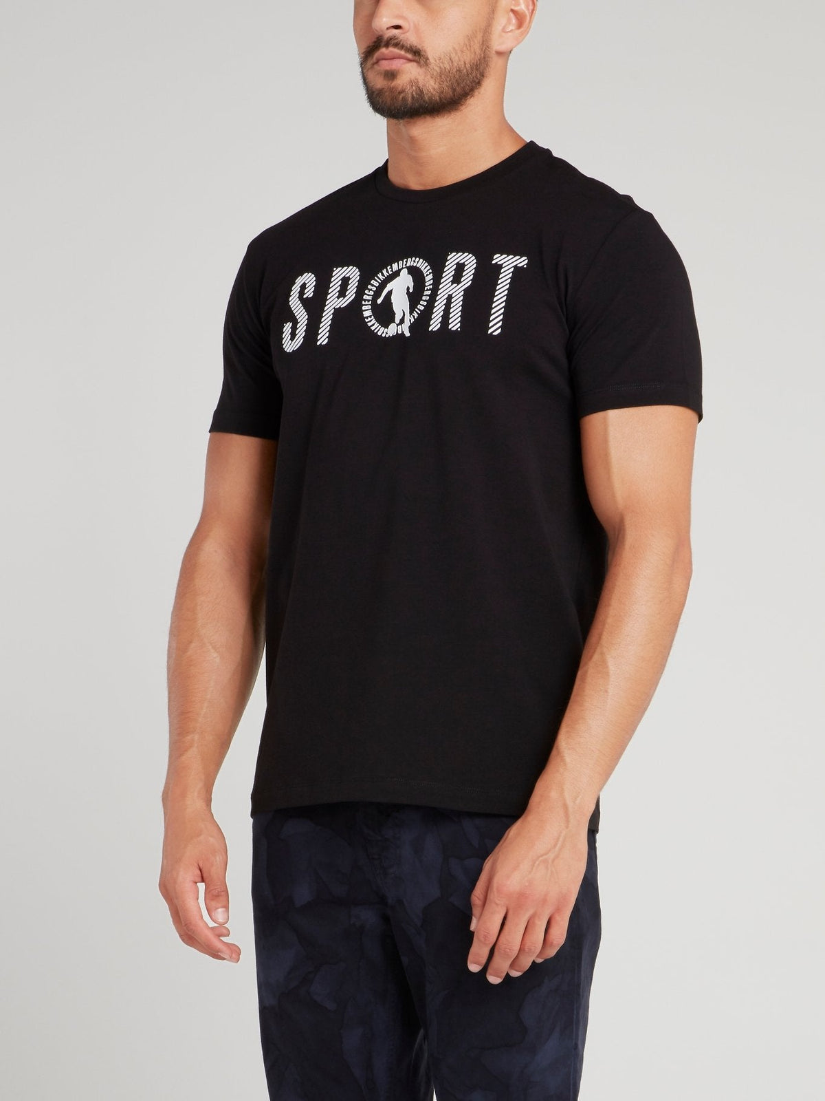 Black Sport Print T-Shirt