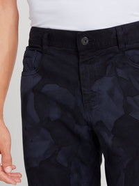 Navy Crumple Print Pants