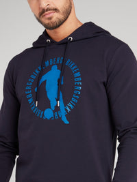 Navy Sport Logo Hoodie Sweatshirt