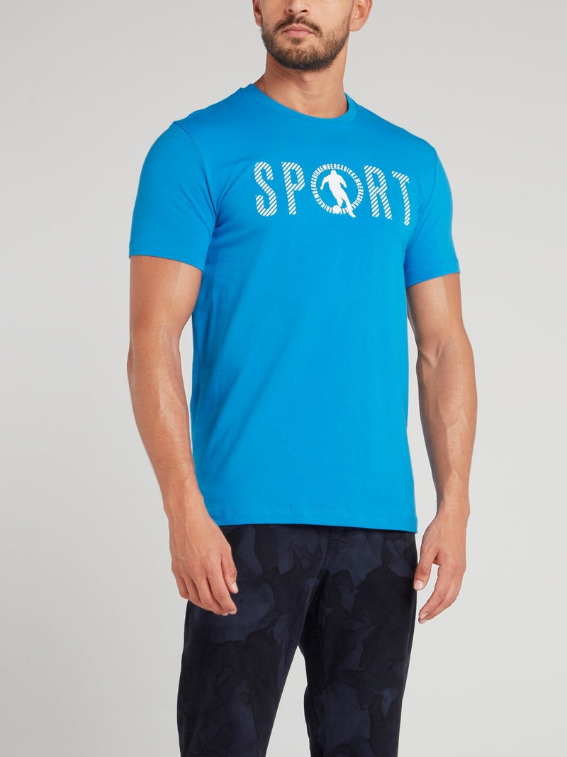 Blue Sport Print T-Shirt