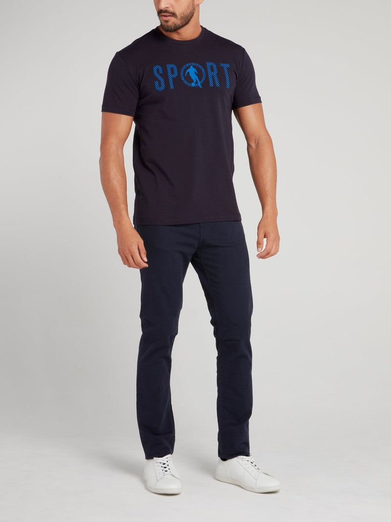 Navy Sport Print T-Shirt