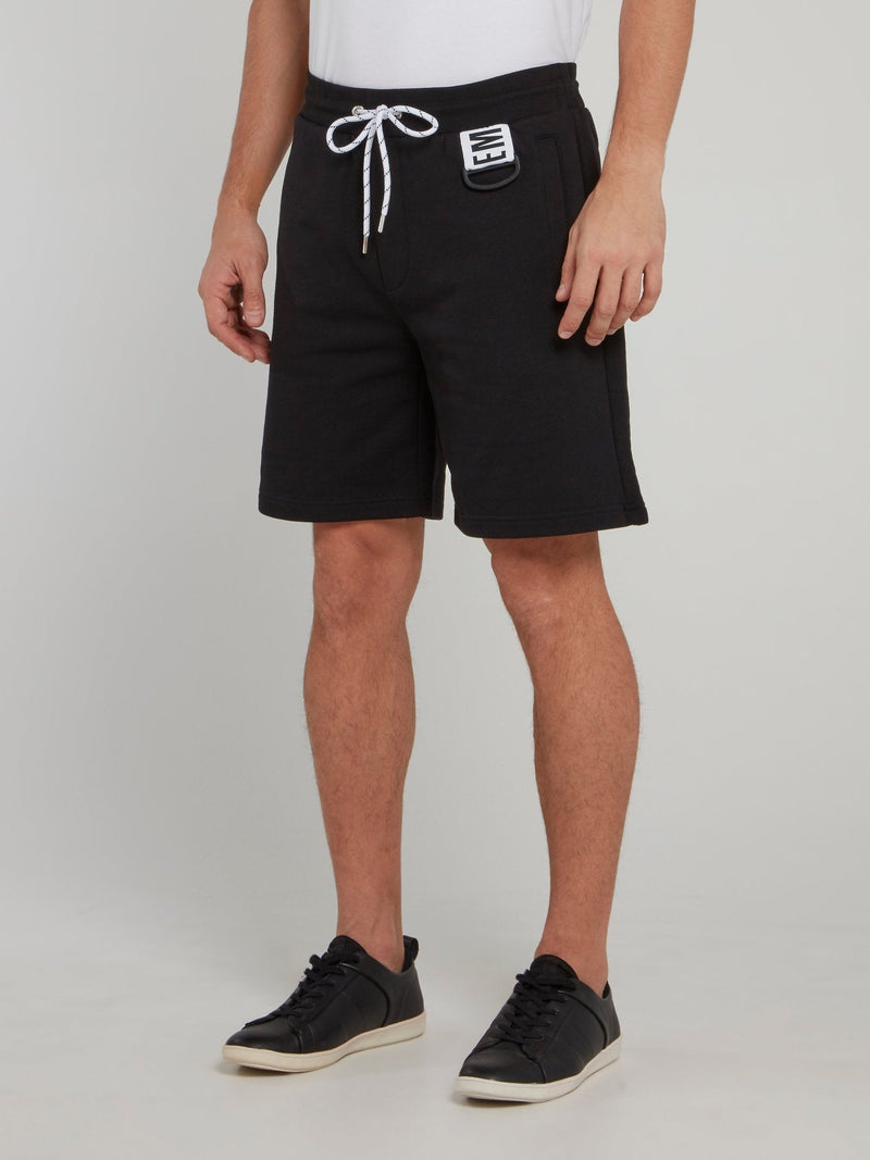 Black Logo Tape Sweat Shorts