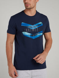 Navy Painted Chevron Logo T-Shirt