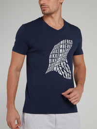 Navy Statement V-Neck T-Shirt