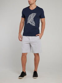 Navy Statement V-Neck T-Shirt