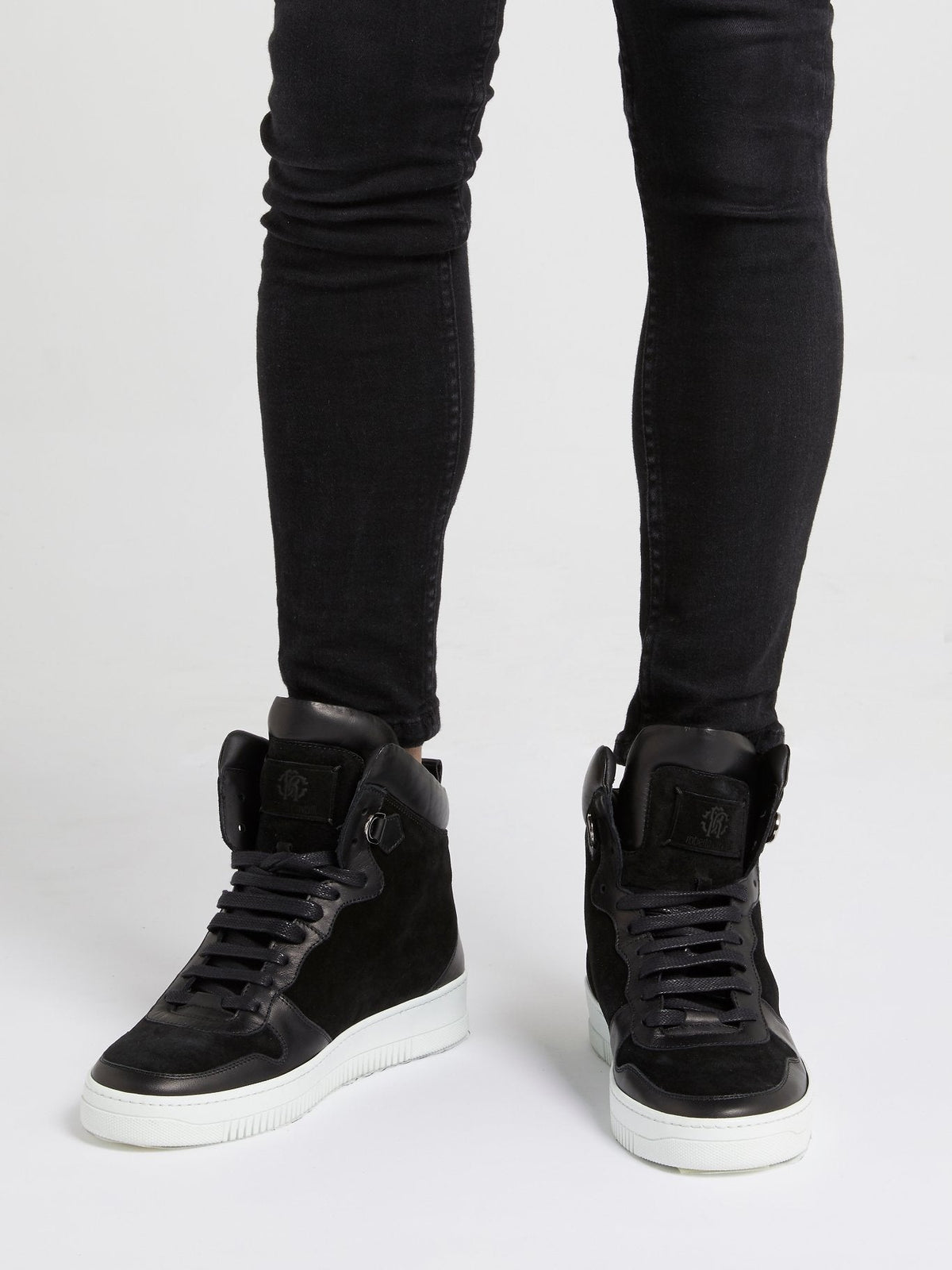 Black High Top Monogram Sneakers