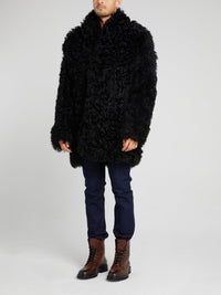 Black Oversized Fur Jacket