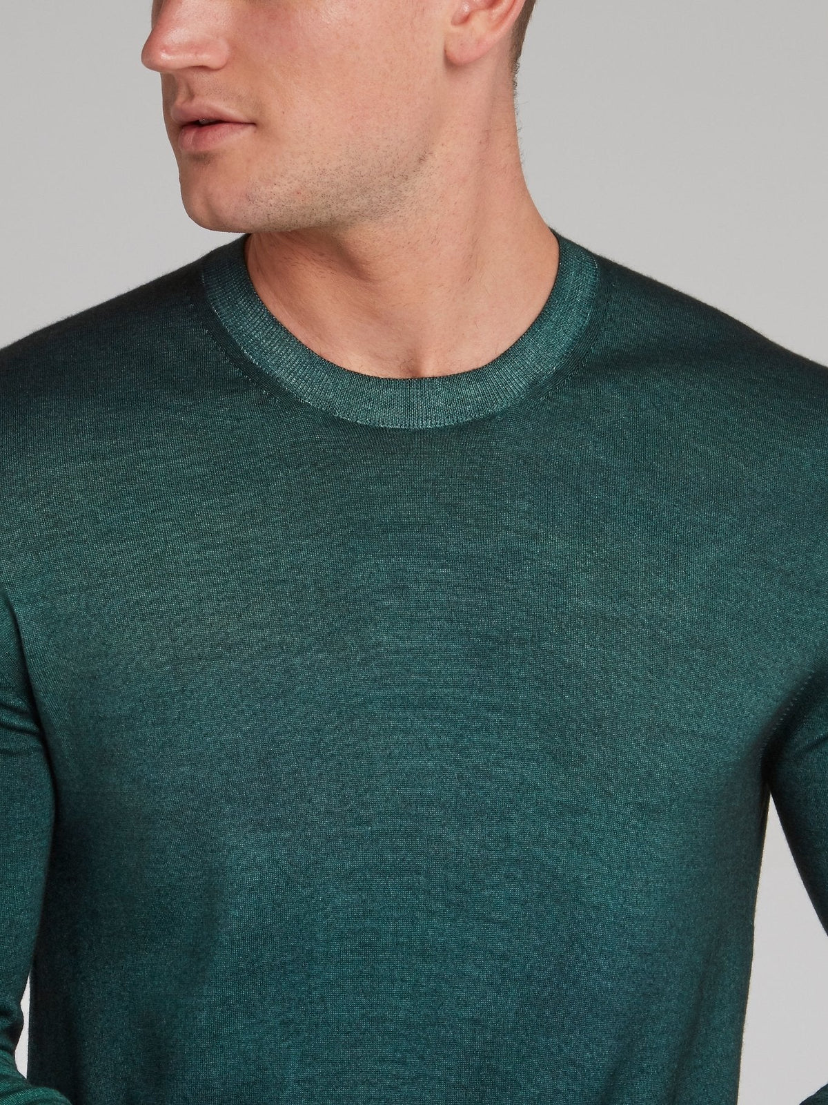 Green Crewneck Knit Pullover