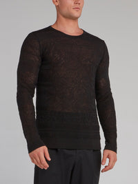 Black Crewneck Knit Pullover