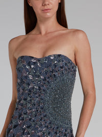 Sweetheart Neckline Beadwork Geometric Gown