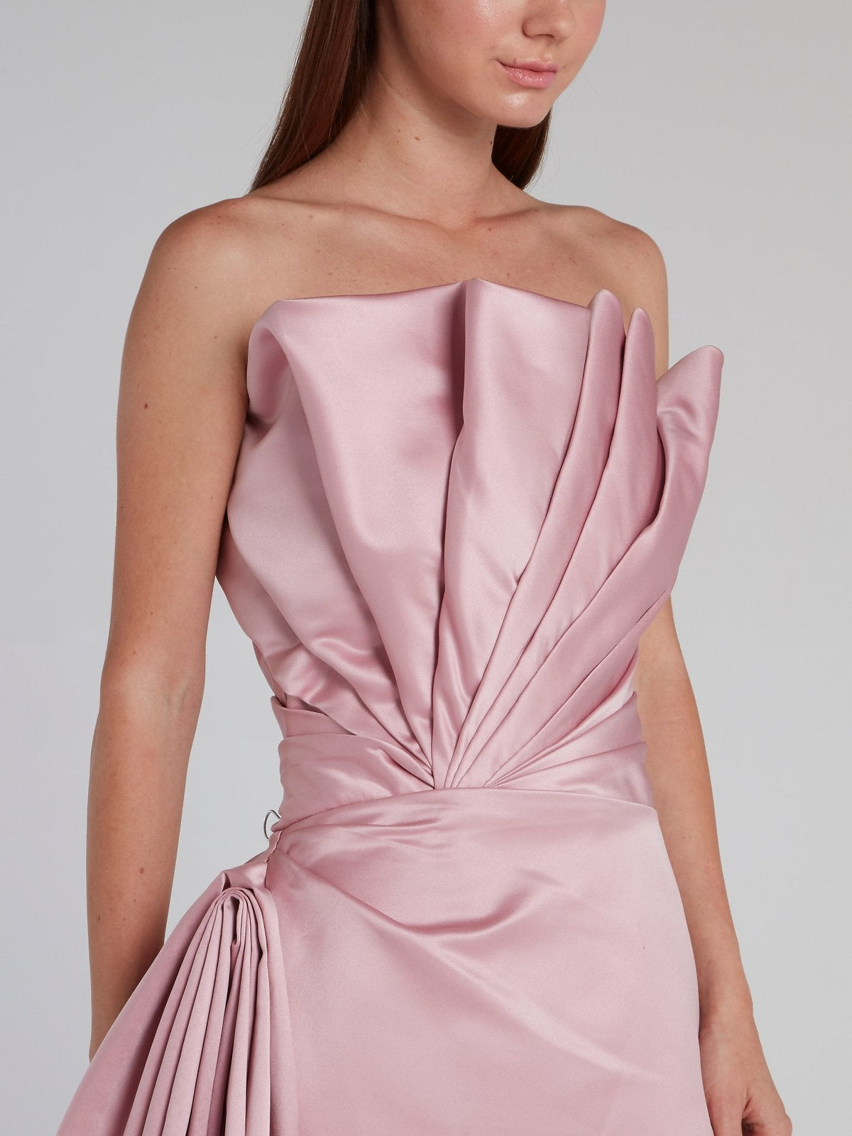 Pink Pleat Detail Mikado Gown