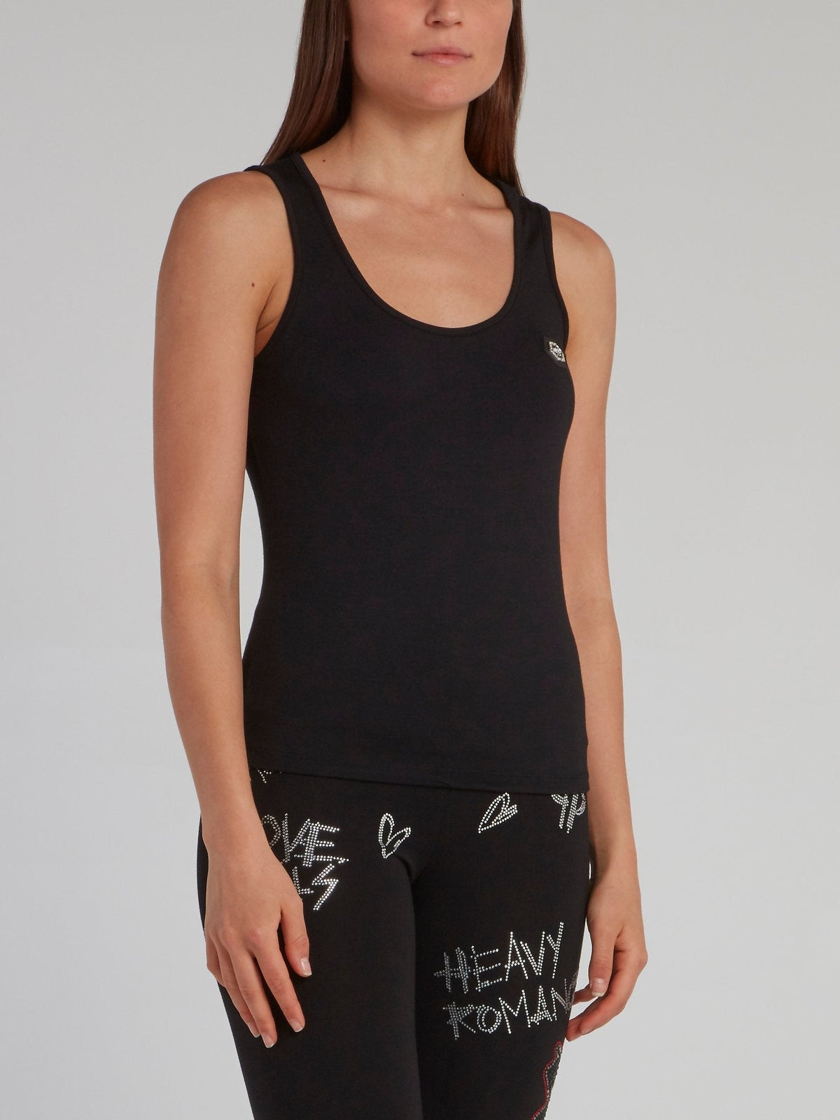 Black Monogram Appliqu��d Tank Top